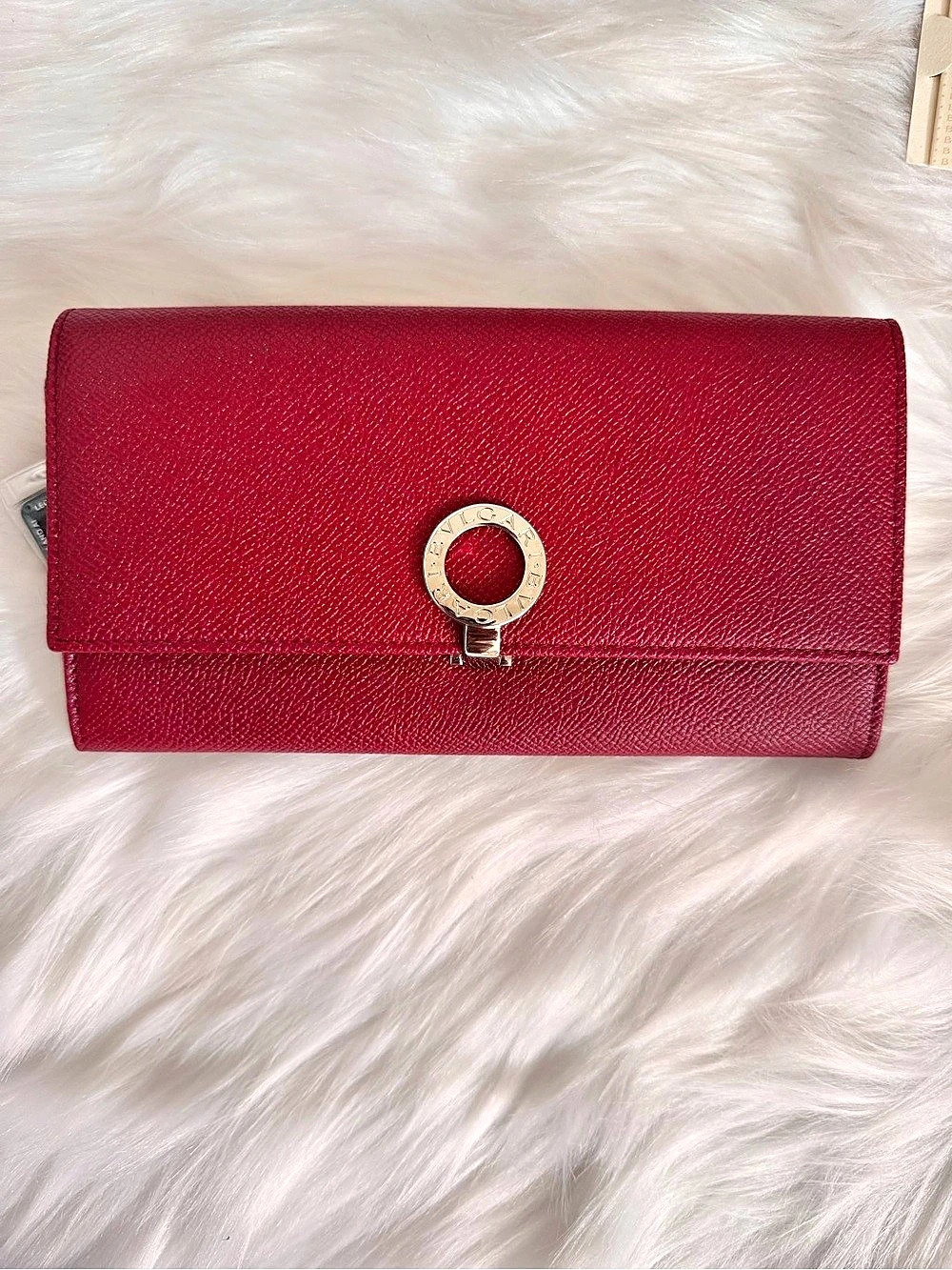 BVLGARI Ruby Red Leather Wallet